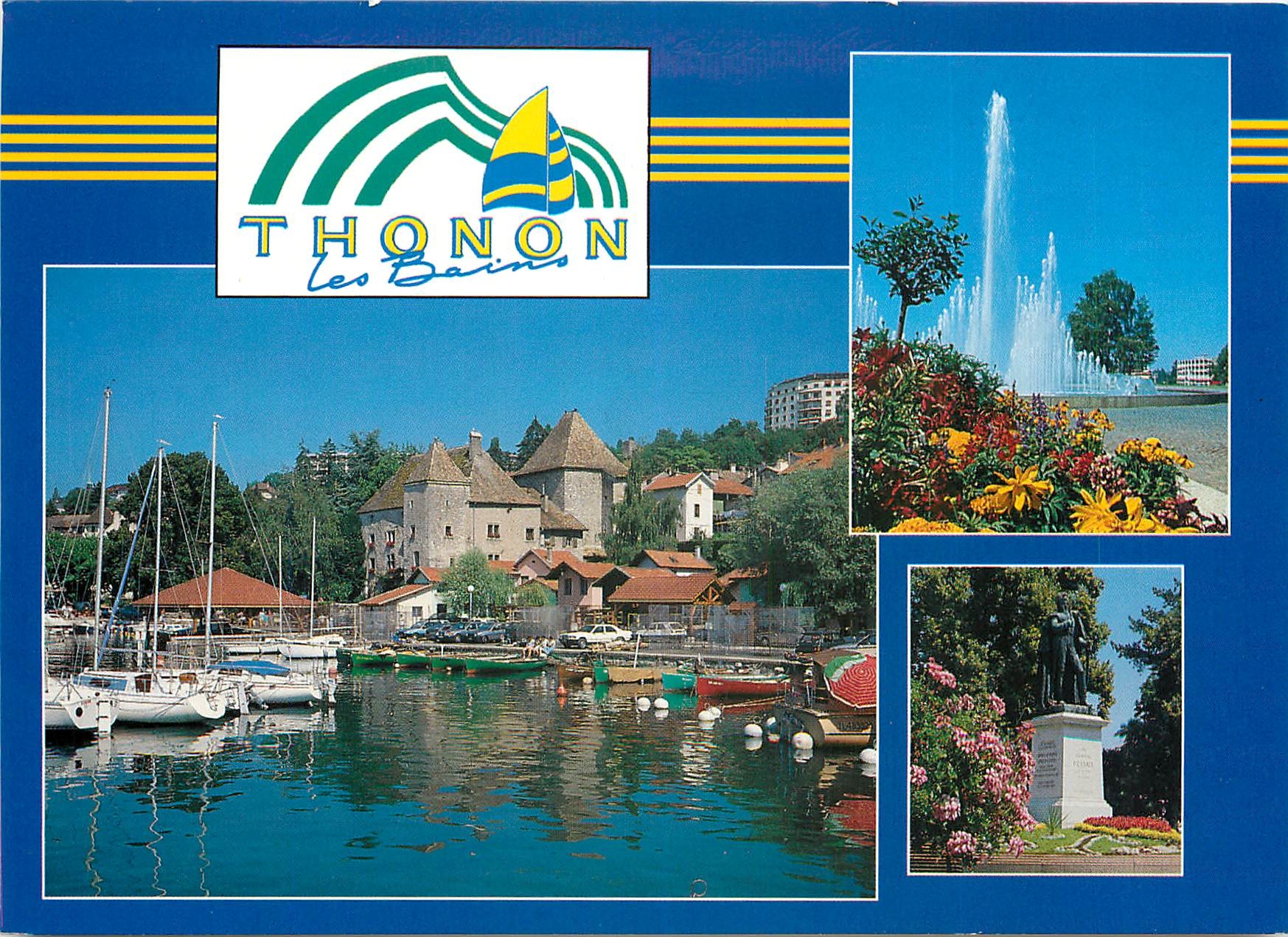 Thonon-les-Bains — vue du port, de la fontaine et de la statue du général Desaix — éditeur Grenoble