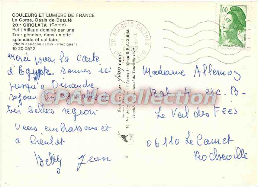 CPSM Girolata (Corse) Petit Village domine par Tour Genoise — Reverso