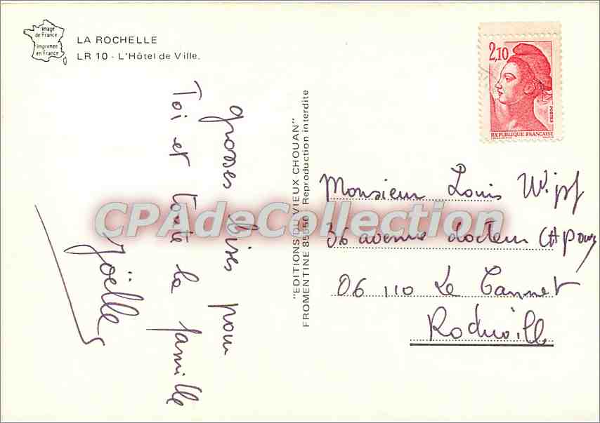 La Rochelle — L'Hôtel de Ville — Éditions du Vieux Chouan — Verso