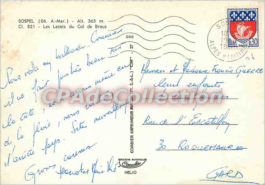 Les Lacets du Col de Braus — Sospel (06, Alpes-Maritimes) — Imprimeur Combier — Reverso