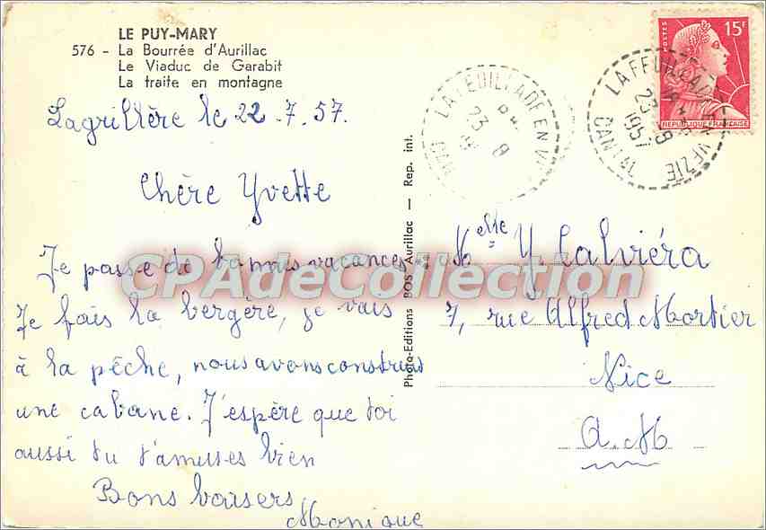 CPSM Le Puy Mary La Bourree d'Auillac le Viaduc de Garabit le Traite en montagne — Rückseite
