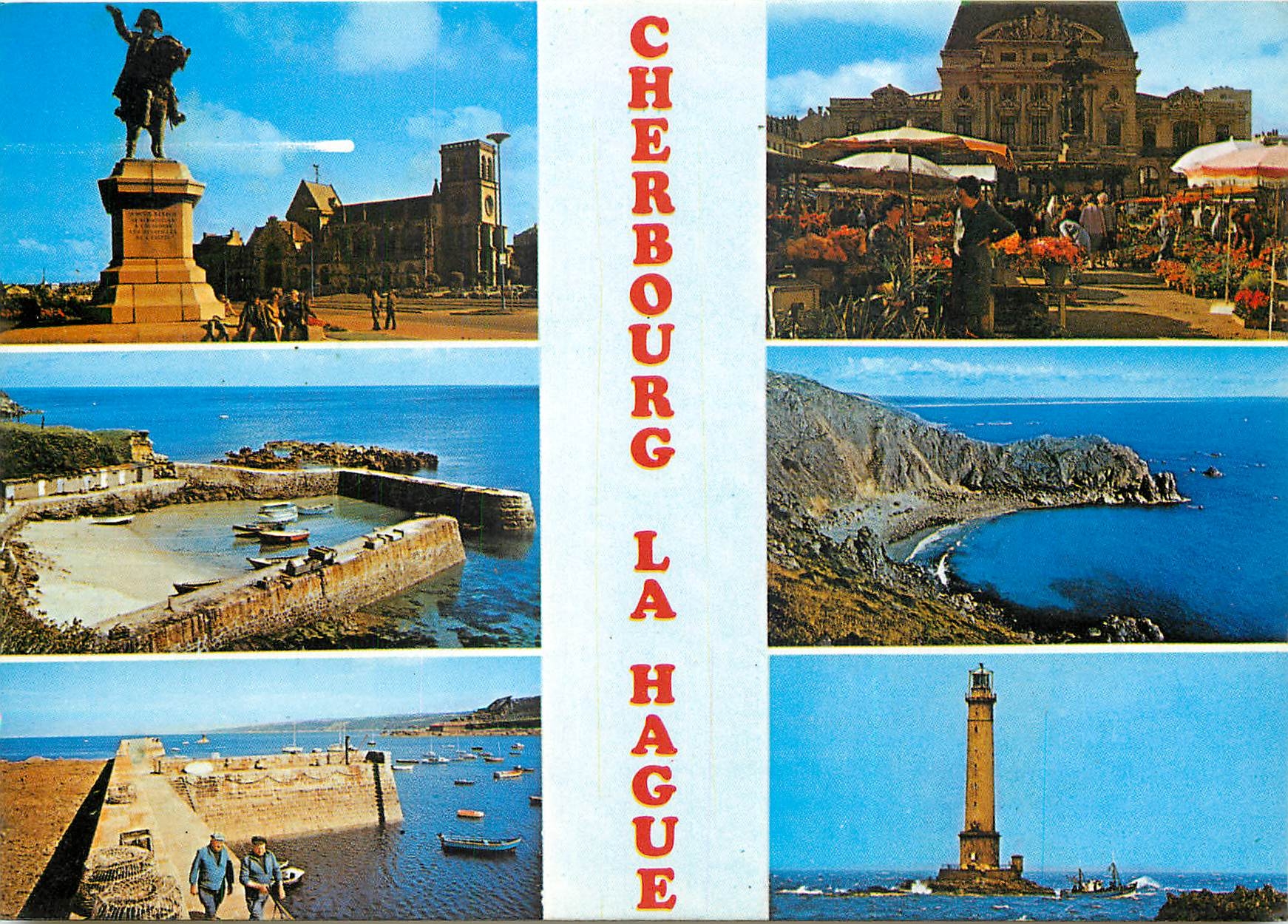 Cherbourg-la Hague — Statuen, Hafen, Theater und Leuchtturm — Verlag unbekannt