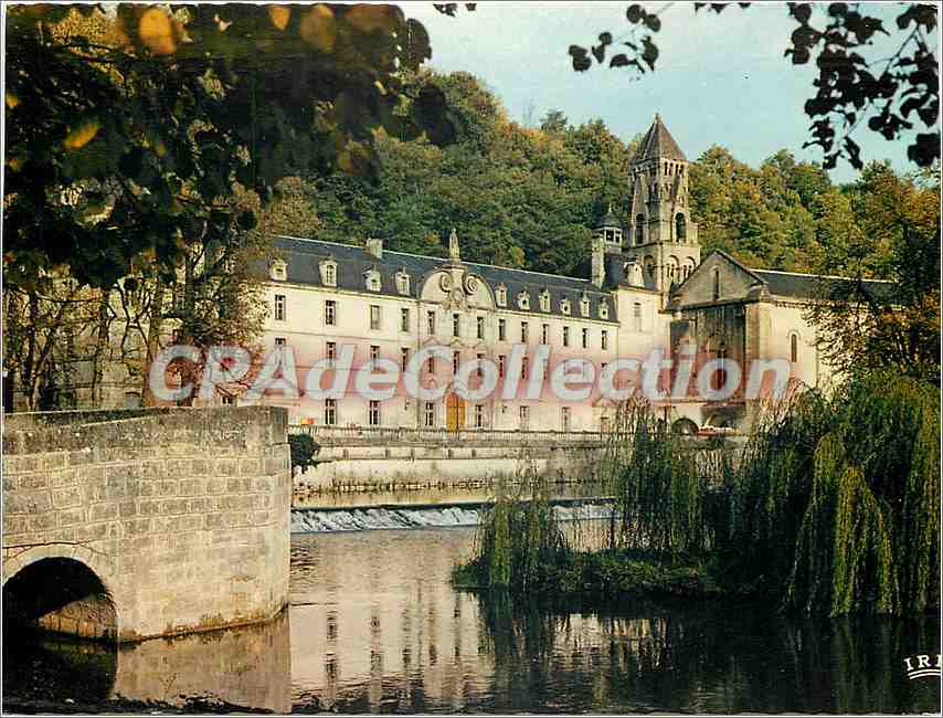 CPSM Vallee de la Dronne Brantome (Dordogne) Le pont Coude et l'abaye suivant la tradition fondee pa