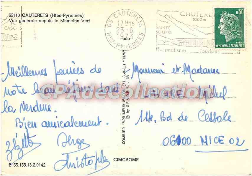 Cauterets (Htes-Pyrénées) — Vue générale depuis le Mamelon Vert — CPAdeCollection — Rückseite