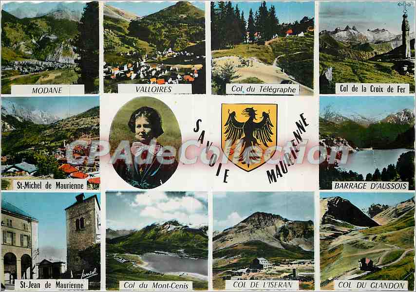 Savoye - Maurienne — Carte postale panoramique avec huit vues et blason — éditeur Bromocolor - Recto