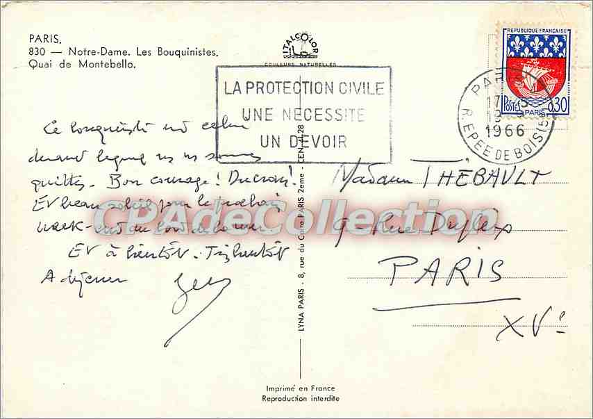 CPSM Paris N D Les Bouquinistes Quai de Montebello — Verso