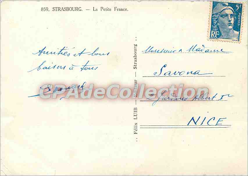 CPSM Strasbourg Le Petit France — Rückseite