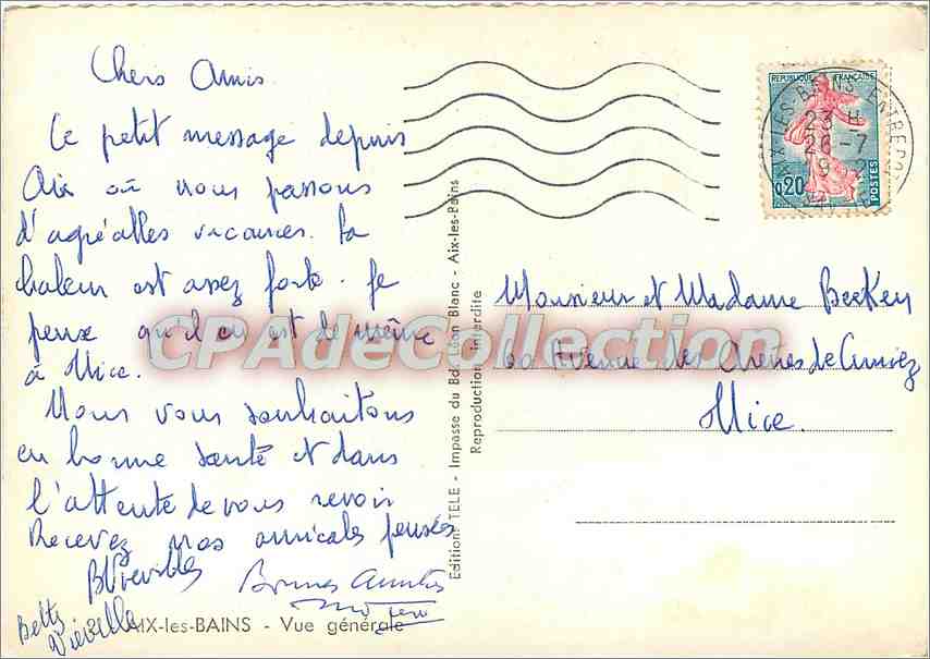 CPSM Aix les Bains Vue generale — Rückseite