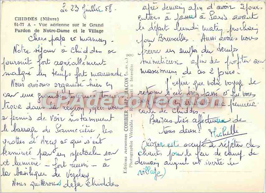 Chiddes (Nièvre) — Vue aérienne sur le Grand Pardon de Notre-Dame et le village — Crim's — Verso