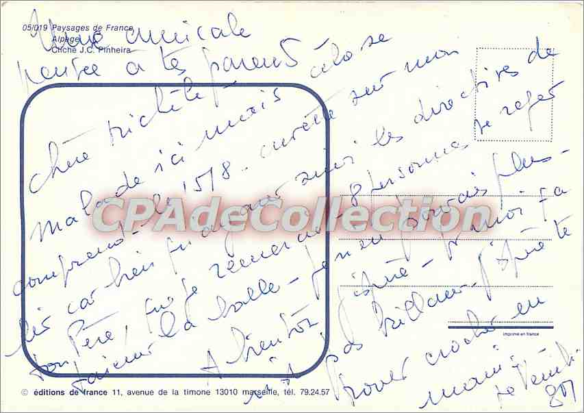 Chèvre à la montagne — Alpes — éditions de France n°05/019 — Rückseite