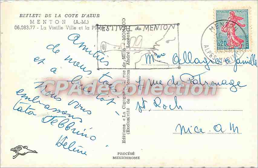 CPSM Menton (A M) La vieille ville et la Plage — Rückseite
