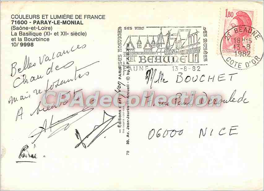 Paray-le-Monial — Basilique du XIIe siècle — Éditions Jean-Jaures d'Arcueil — Verso