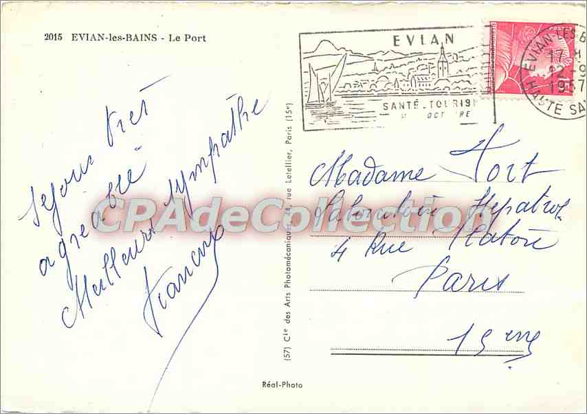 CPSM Evian les Bains le Port — Verso