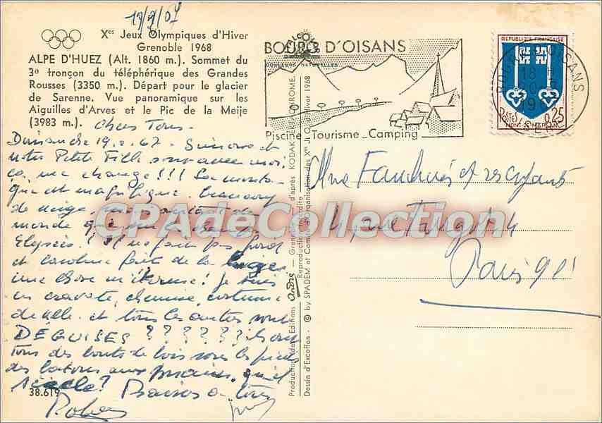 Grenoble 1968 — Jeux Olympiques d'Hiver — éditeur non visible — Rückseite