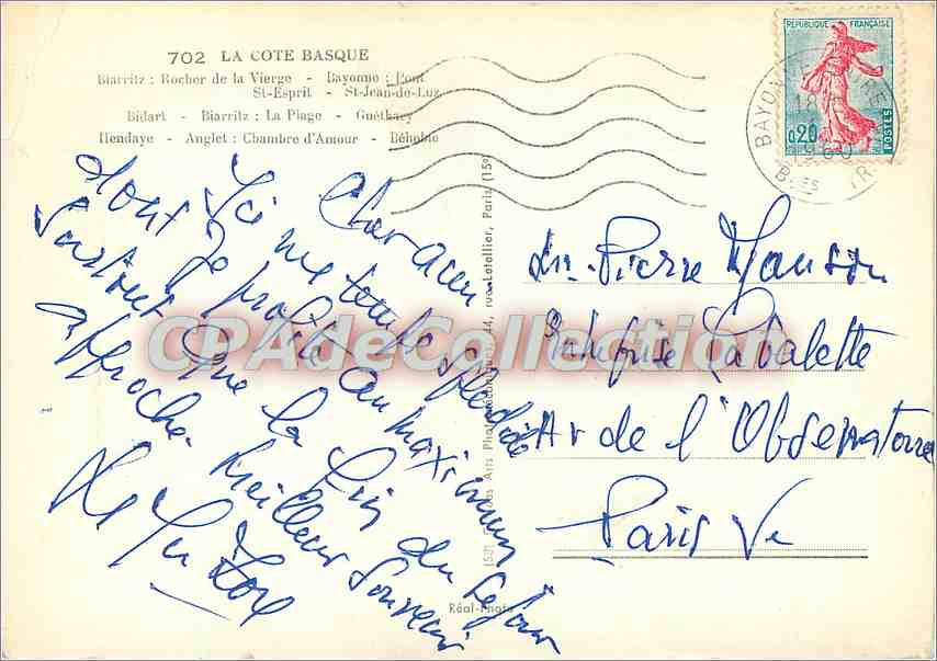 CPSM La Cote Basque Biarritz Rocher de la Vierge St Esprit — Verso