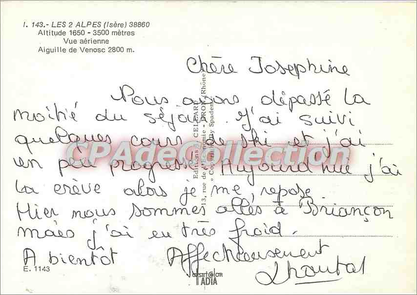 Les 2 Alpes (Isère) — Vue aérienne — Éditions Célepar — Verso