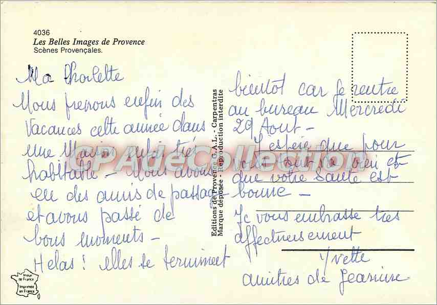 CPSM Les Belles images de Provence Scenes Provencales — Rückseite