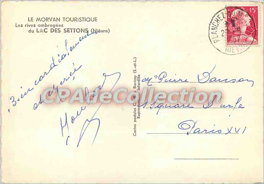 CPSM Le Morvan Touristique les rives ombragees du Lac des Settons (Nievre) — Verso