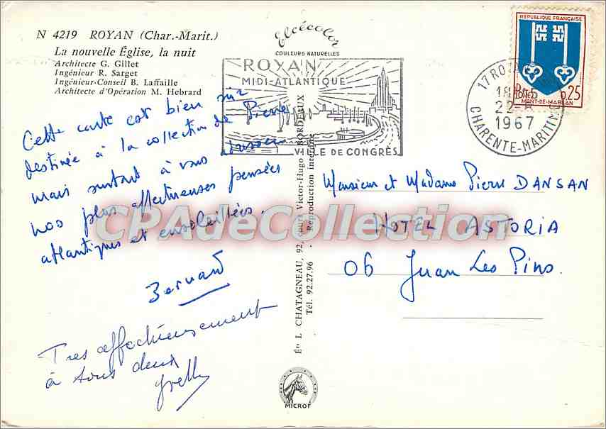La nouvelle Église, la nuit — Royan (Charente-Maritime) — Éditeur Elcée, n° 4219 — Verso