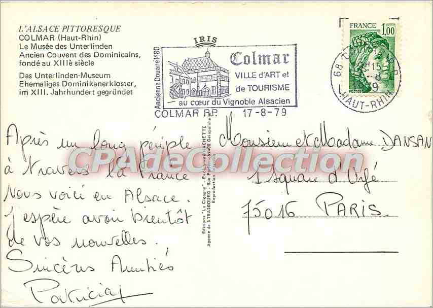 CPSM l'Alsace Pittoresque Colmar (Haut Rhin) Le Musee des Unterlinden — Rückseite