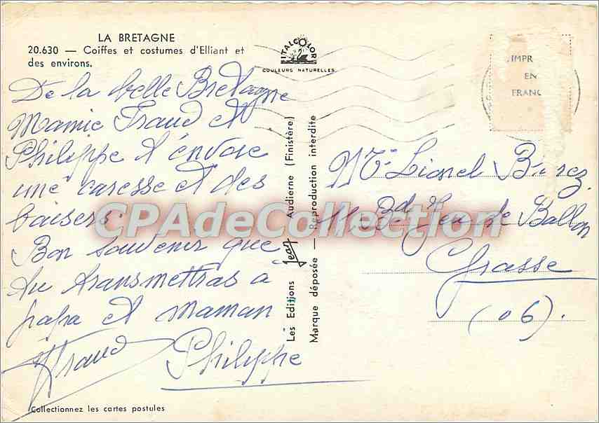 La Bretagne — Coiffes et costumes d'Elliant et des environs — Jean — Reverso