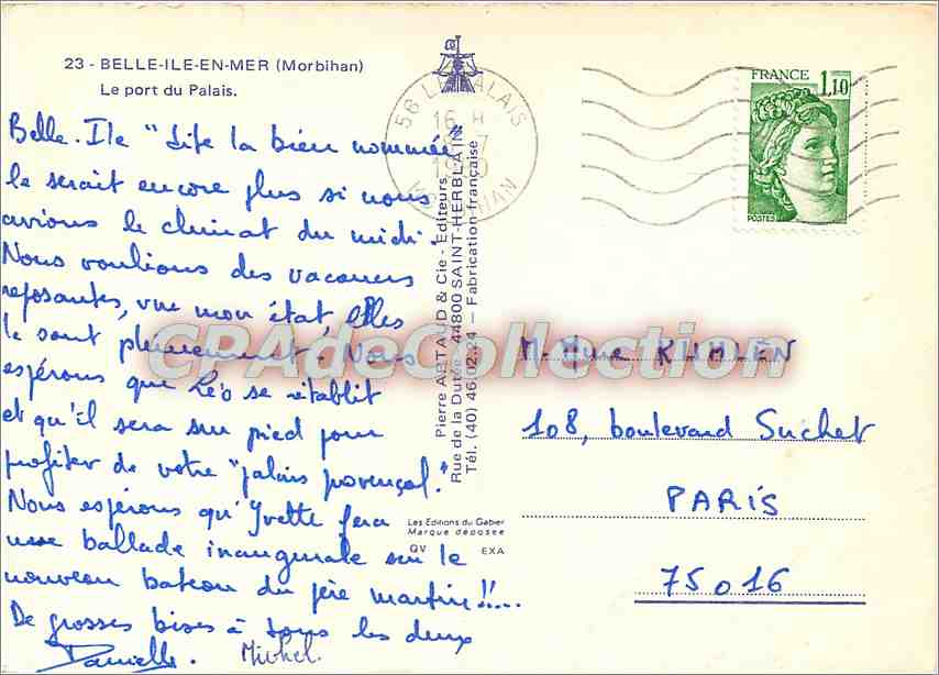 Le port du Palais — Belle-Île-en-Mer — Éditeur : Pierre Astra & Cie — Back