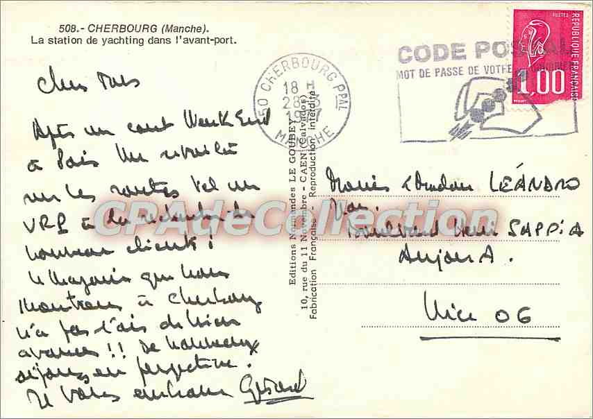 Hafen Cherbourg — Yachthafen — Normandische Editionen LE GOUBEY — Rückseite