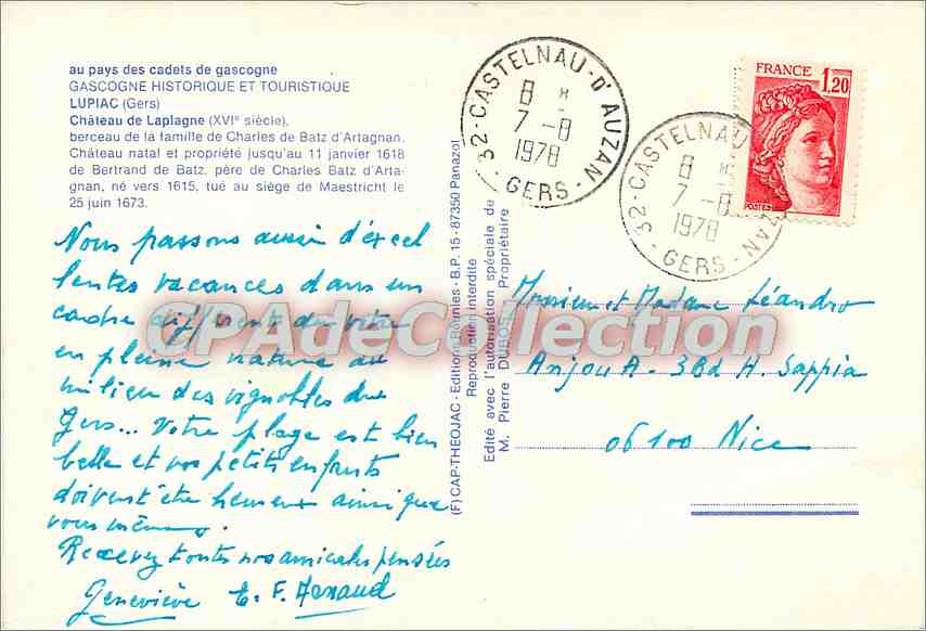 Château de Laplagne — berceau de la famille de Batz d'Artagnan — éditeur IRIS — Back