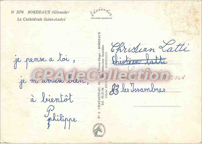 CPSM Bordeaux (Gironde) la cathedrale Saint Andre — Verso