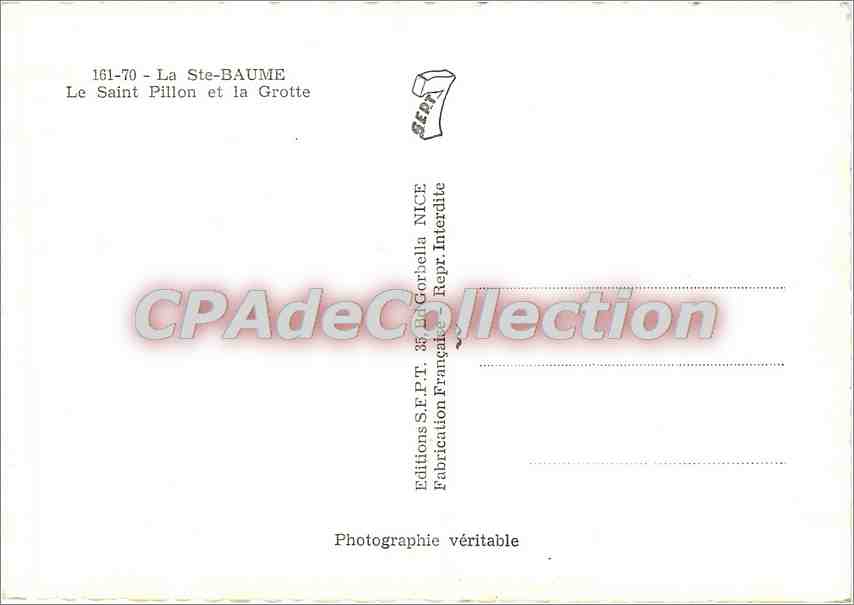 CPSM La Ste Baume Le Saint Pillon et la Grotte — Rückseite