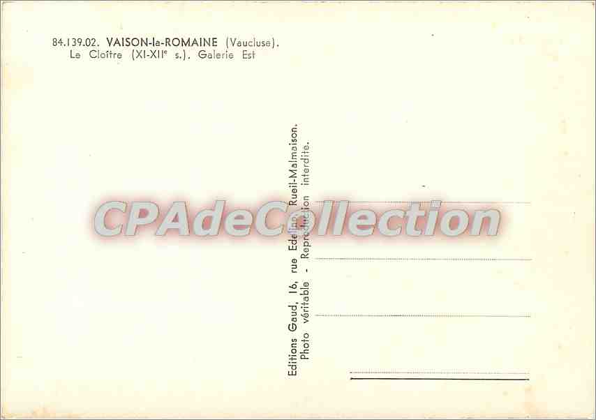 Vaison-la-Romaine — La Cloître (XI-XIIe s.), Galerie Est — Éditions Gaud — Reverso