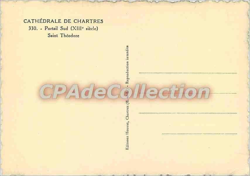 Saint Théodore — Portail Sud (XIIIe siècle) — Éditions Houvet, Chartres — Verso