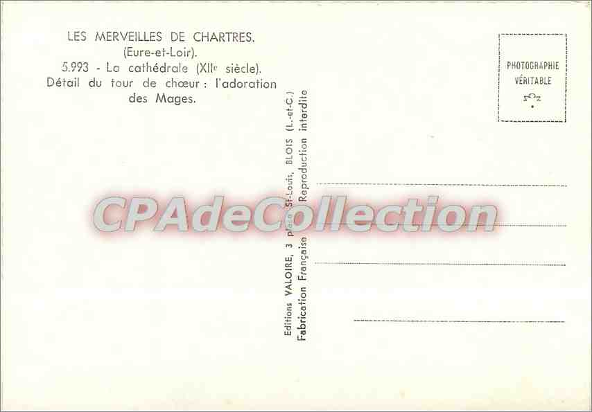 CPSM Les Merveilles de Chartres (Eure et Loir) La Cathedrale (XIIIe s) Detail du Tour de choeur l'ad — Rückseite