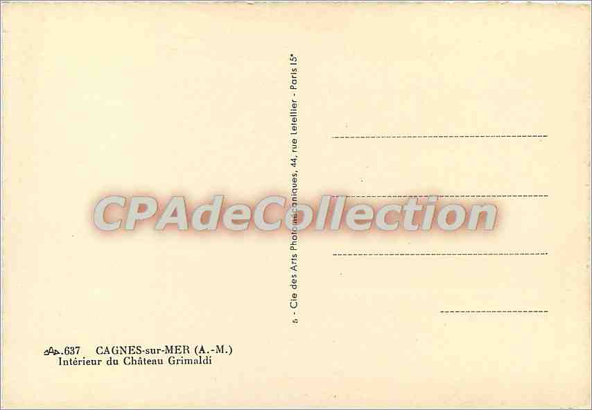 CPSM Cagnes sur Mer (A M) Interieur du chateau Grimaldi — Verso