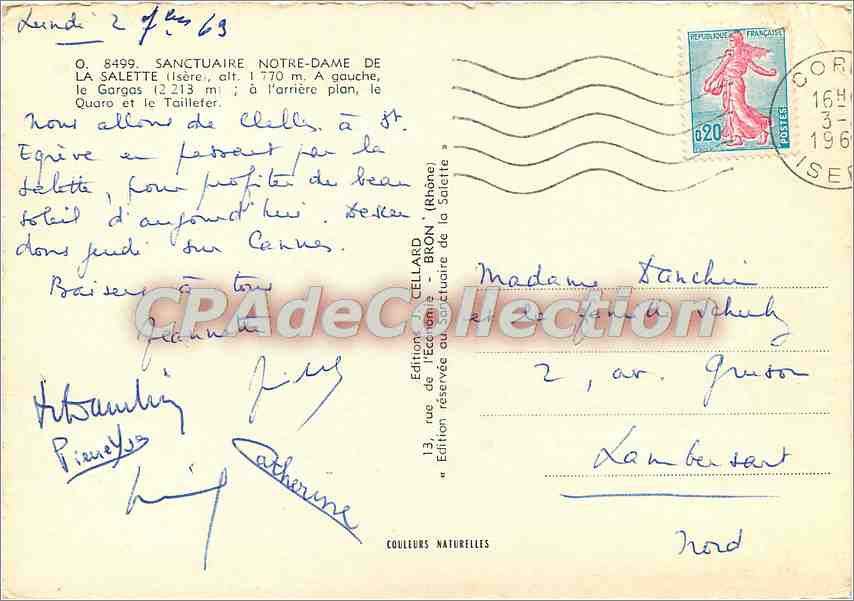 Sanctuaire Notre-Dame de la Salette — Isère — Édition Cellaïnd — Verso