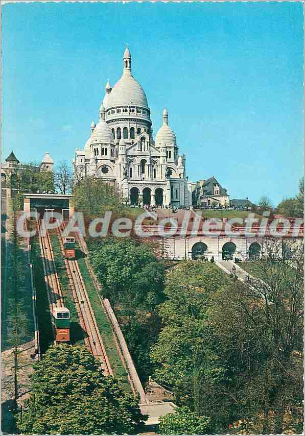 CPSM Paris et ses Merveilles Basilique du Sacre Coeur de Montmartre (1876 1910) et le Funiculaire