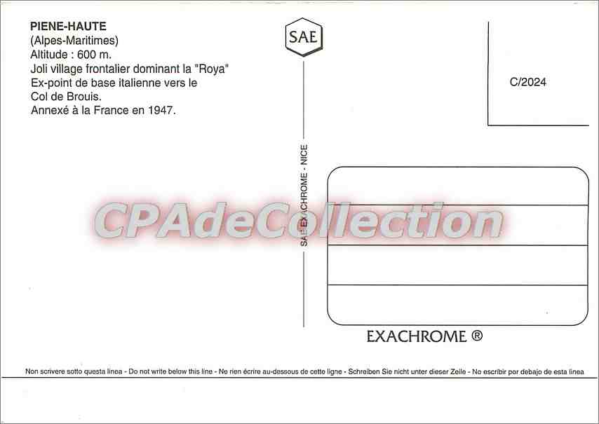 Pienne-Haute — Les Alpes d'Azur — Exachrome — Achterkant