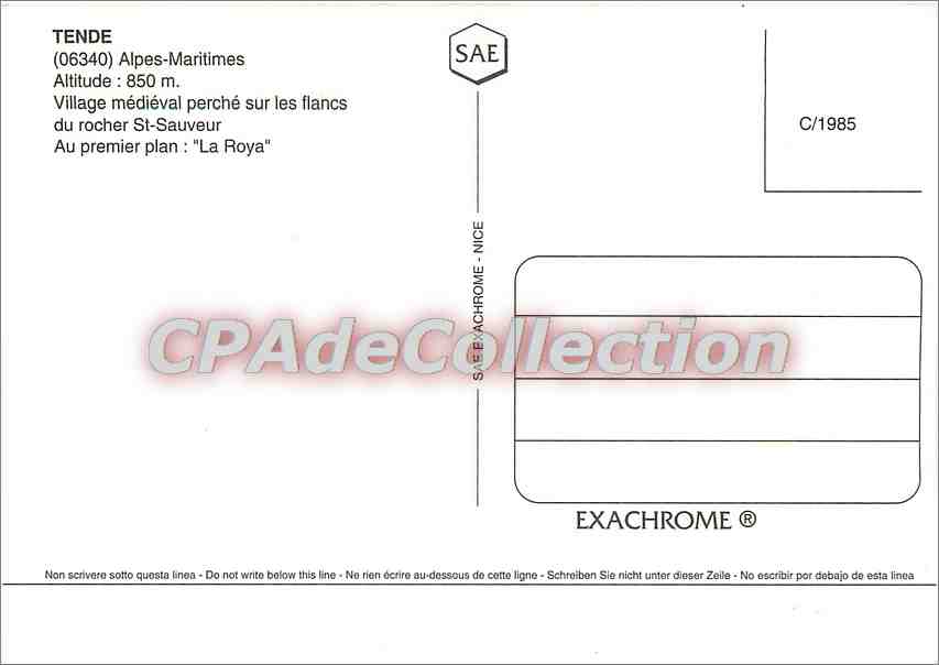 Tende — Vallée de la Roya — EXACHROME® — Rückseite