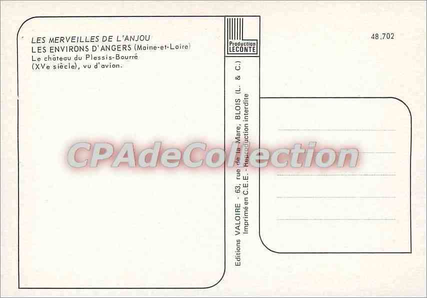 CPSM Les Merveilles de l'Anjou les environs d'Angers (Maine et Loire) Le chateau du Plessis Bourre ( — Verso