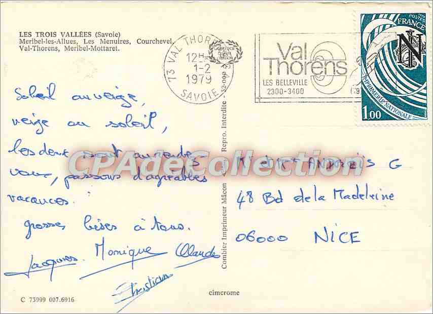 CPSM Les Trois Vallees (Savoie) Meribel les Allues les Menuires courchevel val Thorens Meribel Motta — Reverso
