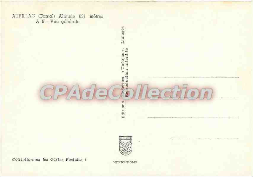 CPSM Aurillac (Cantal) Alt 631 m vue generale — Rückseite