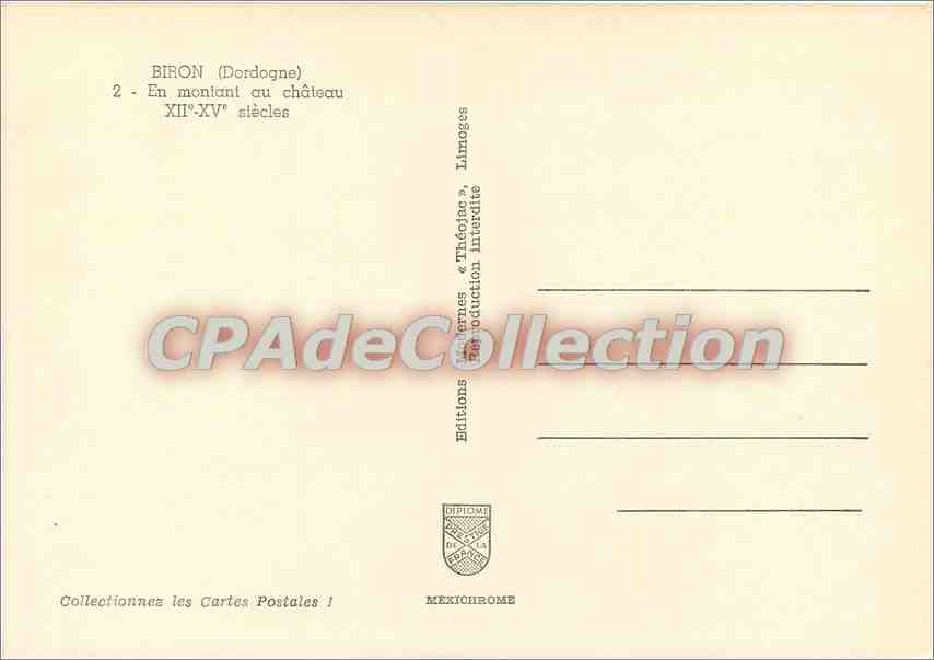 Château de Biron — Dordogne — Éditions Diplôme — Verso