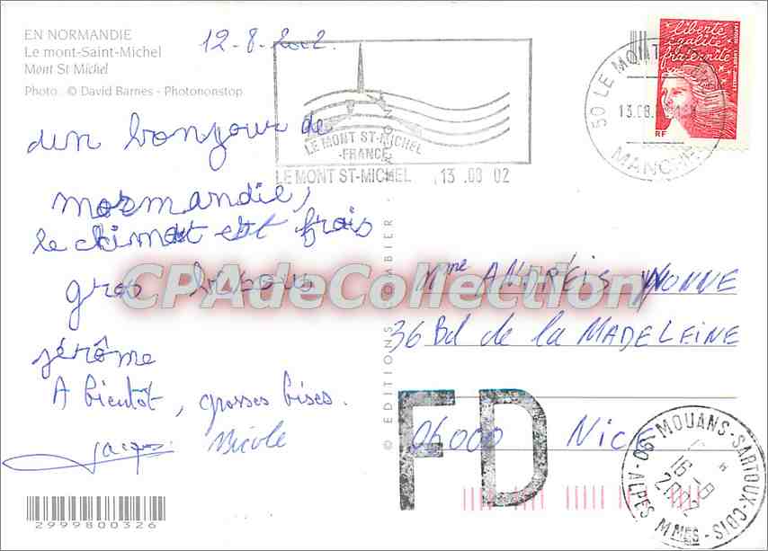 CPSM La Normandie Le mont Saint Michel — Verso