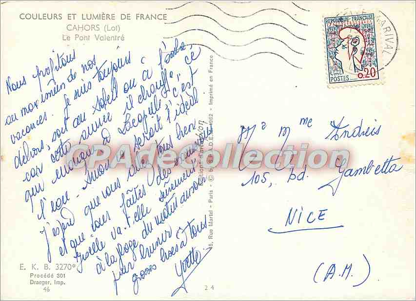 Le Pont Valentré — Cahors (Lot) — E. K. B. 3270* — Reverso