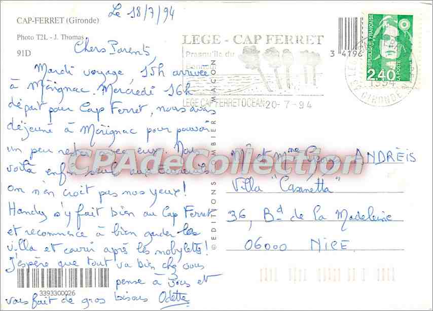 Cap-Ferret — vue aérienne — Éditions T2L — Achterkant