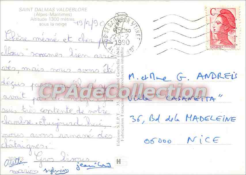 Saint-Dalmas/Valdeblore — vue hivernale enneigée — Éditions S.E.P.T. 15, Blaïsard Corbella — Rückseite
