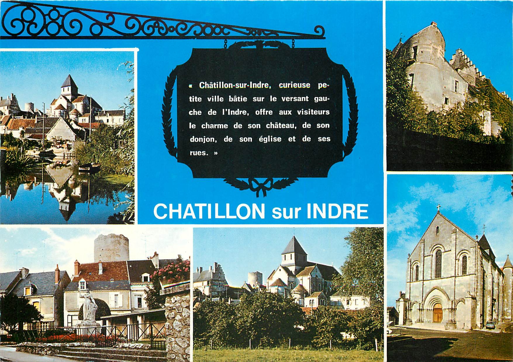 Châtillon-sur-Indre — general view, castle, church — Publisher: Imprimerie de France