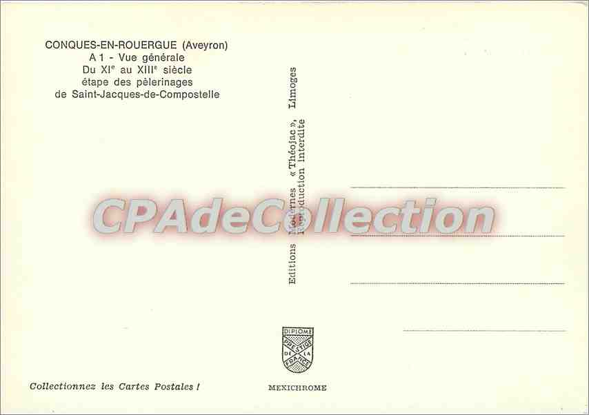 Conques-en-Rouergue — Vue générale — Éditeur: Diplôme de Mexichrome — Verso