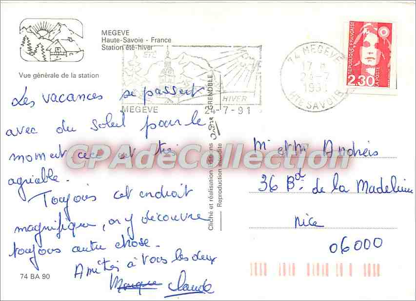 Megève — vue générale de la station — éditeur non identifié — Verso