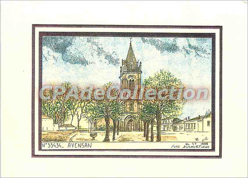 Avensan — vue de la place avec église — Yves Ducourtioux, N°33434 - Anverso